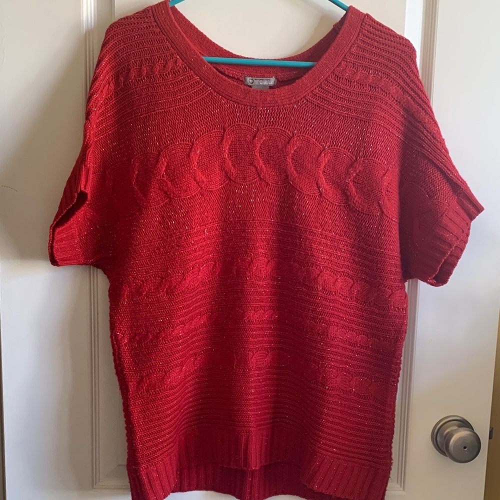 New Directions Vibrant Red Crew Neck Sweater